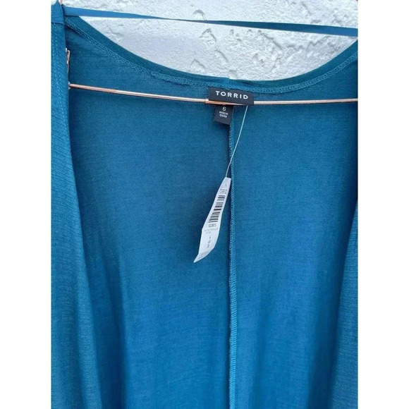 Torrid Womens Short Sleeve Open Front Fitflare Duster Cardigan Sweater Blue 6 - Picture 4 of 11